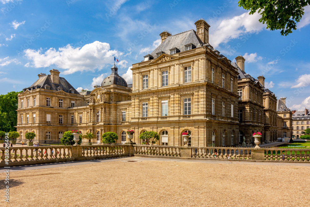 Luxembourg palace and gardens in Paris, France