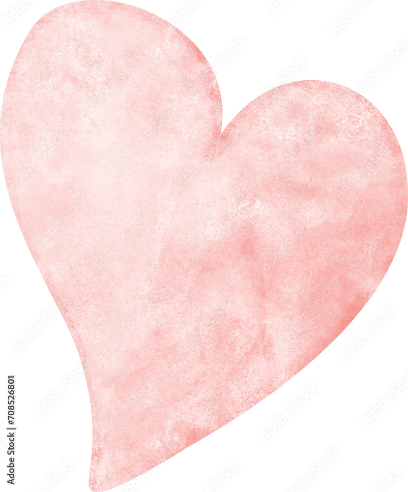 Hand-painted watercolor texture light pink heart in Valentine collection
