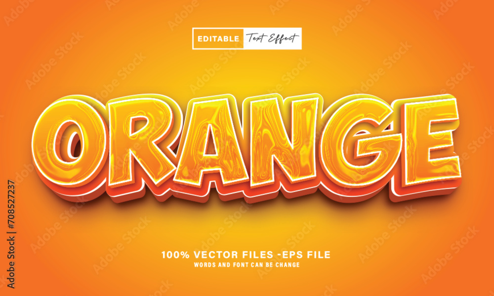 Orange Vector 3D Editable Text Effect Style, or vector Orange text effect template, editable text effect