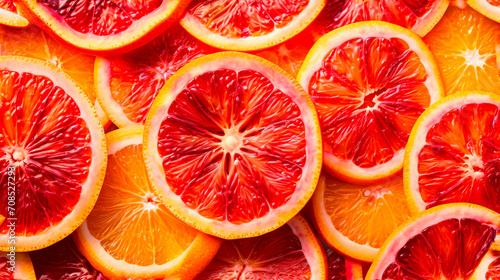 Sliced blood oranges texture, vibrant citrus seamless background.
