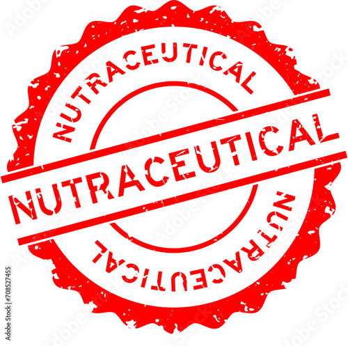 Grunge red nutraceutical word round rubber seal stamp on white background