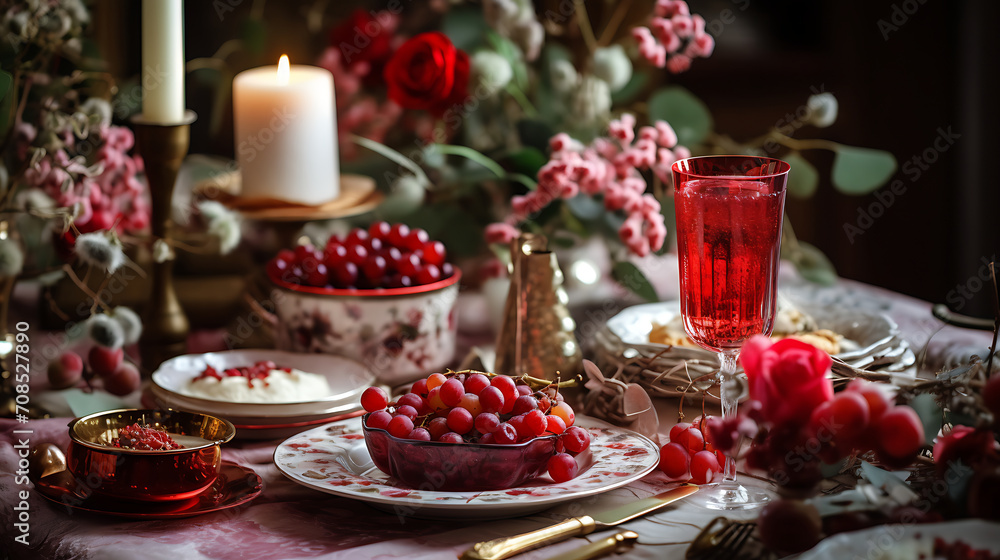 Festive table serving at home