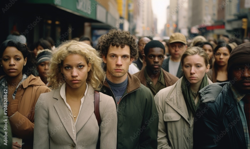 Crowd of people on street in the city