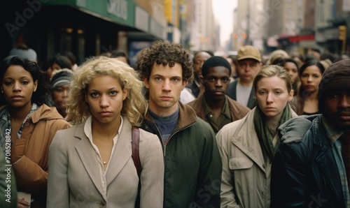 Crowd of people on street in the city