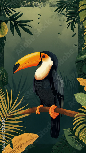 Toucan Perched in Tropical Jungle photo