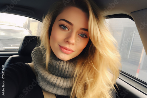 Car Selfie: Radiant Blonde Moment