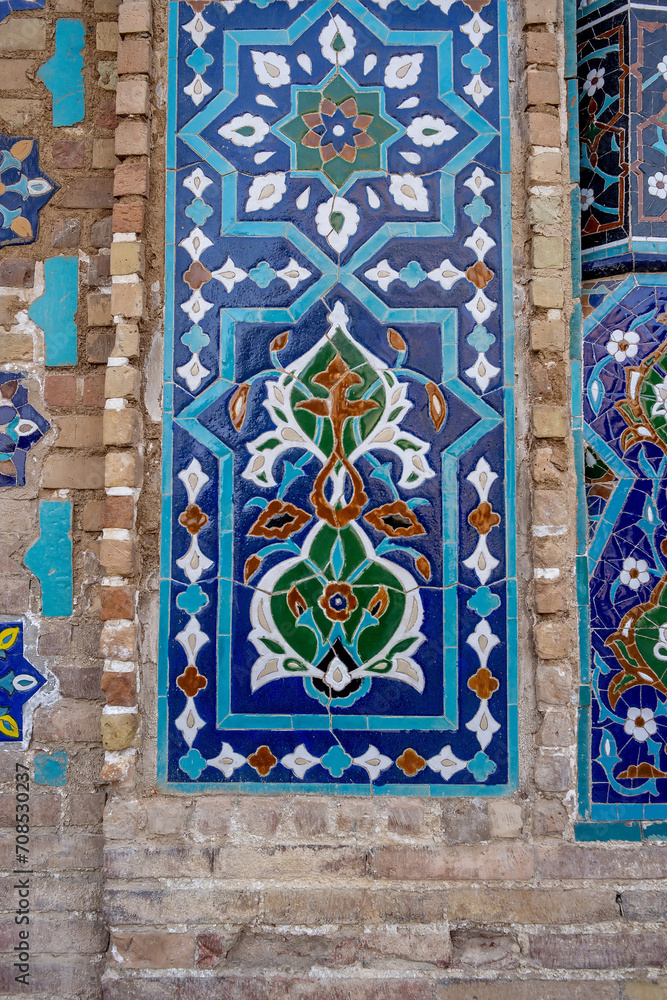 Uzbekistan exterior decoration, pattern in Samarkand