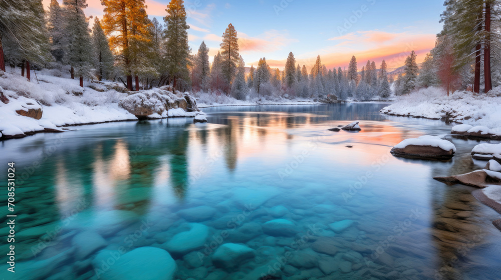 Fototapeta premium Frosty Bliss: Nature's Cold Embrace
