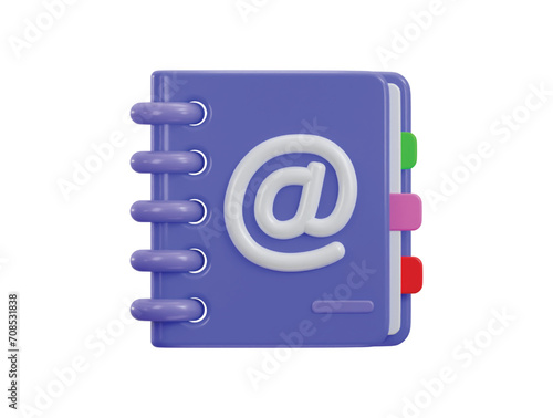 3d email address book symbol of contact book icon vector illustration