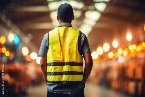Yellow Horizon: Panoramic Bokeh Portrait of a Safety-Attired Worker