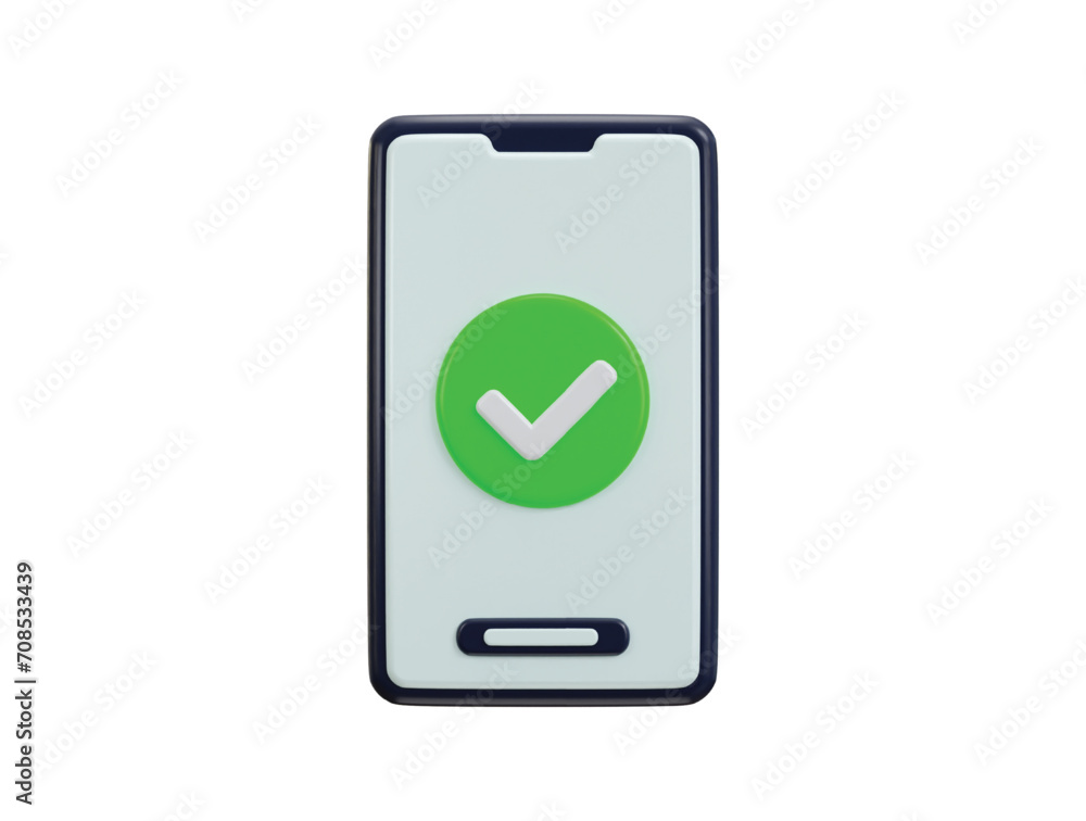 smartphone with check mark icon 3d rendering vector illustration smartphone with check mark icon 3d rendering vector illustration