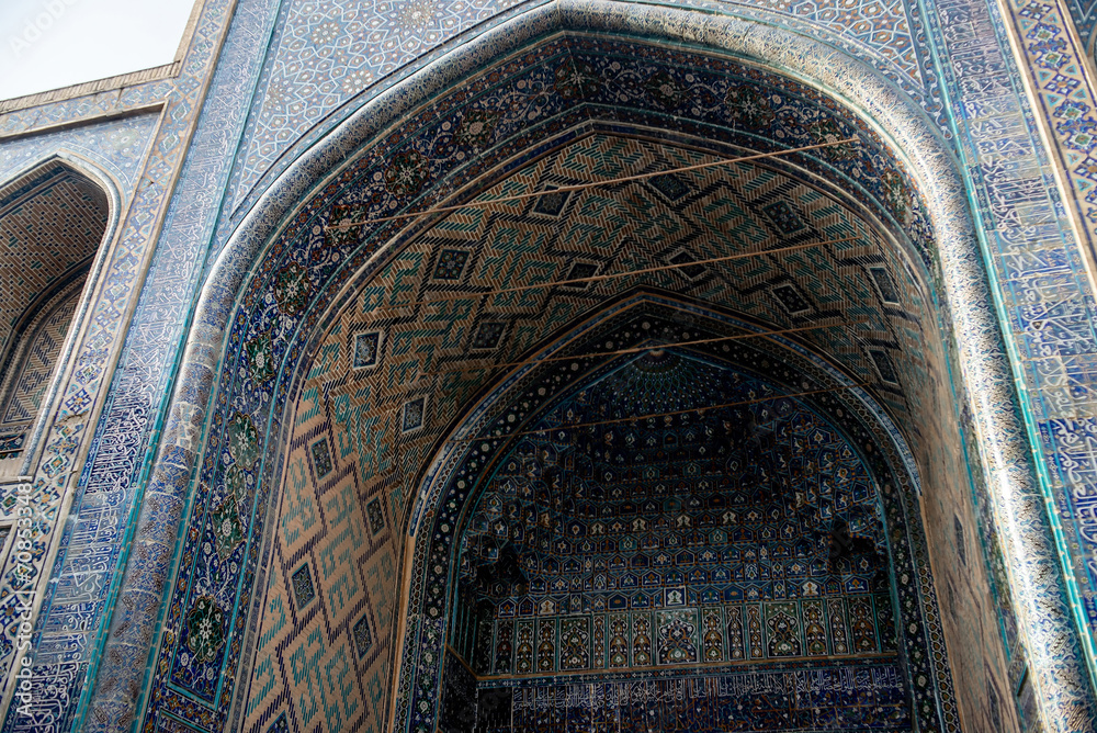 Uzbekistan exterior decoration, pattern in Samarkand
