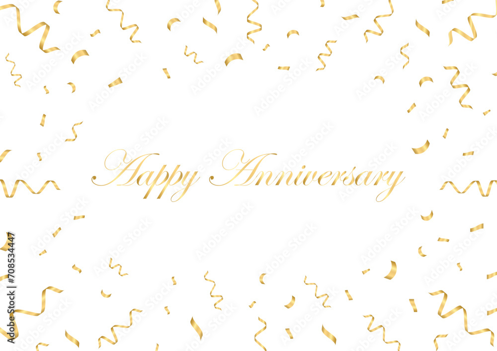 Happy Anniversary Greeting Card with Confetti. Vector Illustration. 