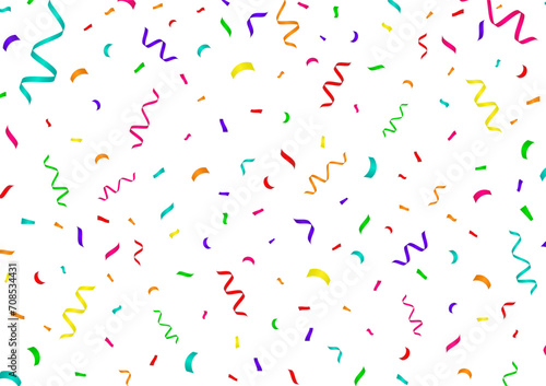 Colorful Confetti Background. Falling Confetti for Party, Birthday, Celebration or Anniversary. Vector Illustration on White Background. 
