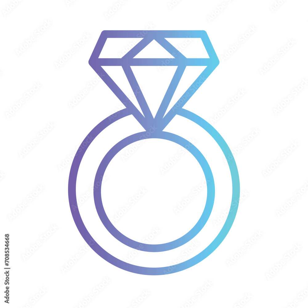 Diamond Jewelry Ring Gradient Outline Icon Diamond Jewelry Ring Gradient Outline Icon