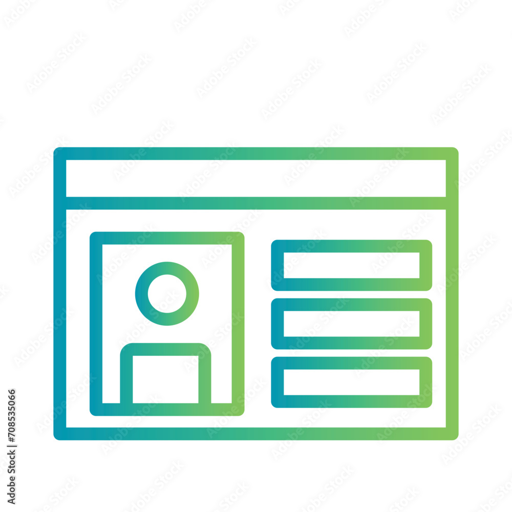 Pass Id Card Gradient Outline Icon Pass Id Card Gradient Outline Icon