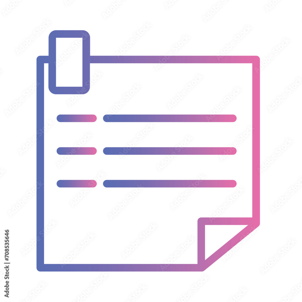 Note Paper Clip Gradient Outline Icon Note Paper Clip Gradient Outline Icon