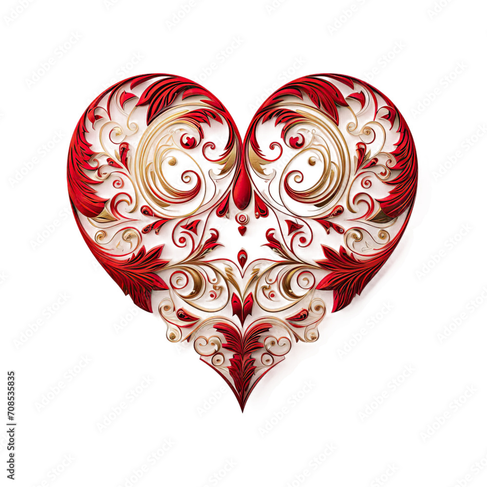 Valentine red hear made of flowerst isolated on transparent background. Valentines Day, Marrige day or special day concept.