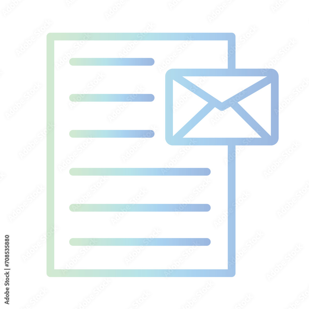 Email List Paper Gradient Outline Icon Email List Paper Gradient Outline Icon