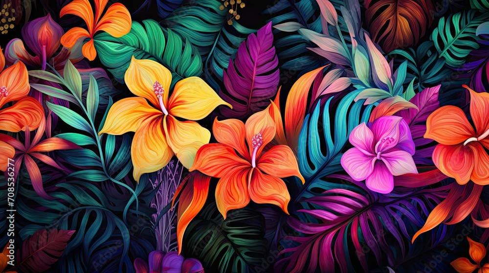 Tropical leaves and floral patterns 