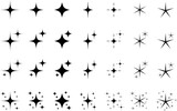 モノクロの星のキラキラエフェクト ベタ色 セット
