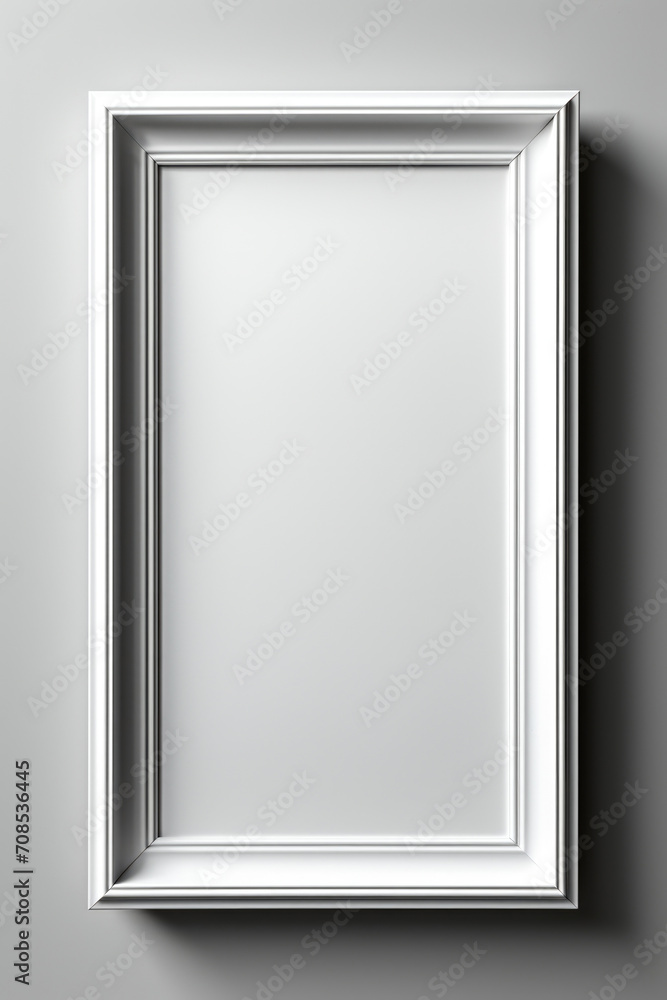 A white picture frame hanging on a wall A white picture frame hanging on a wall