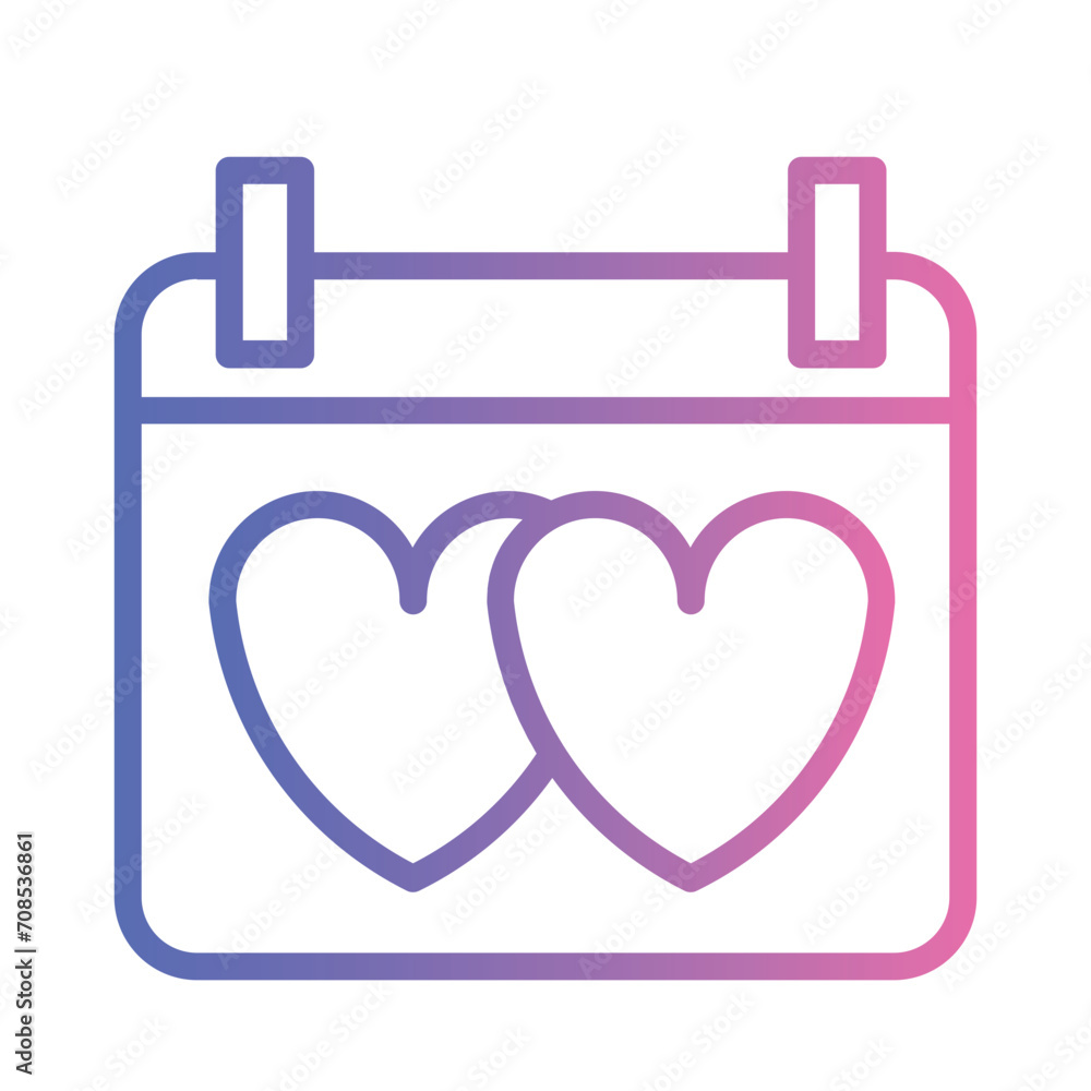 Calendar Date Hearts Gradient Outline Icon Calendar Date Hearts Gradient Outline Icon
