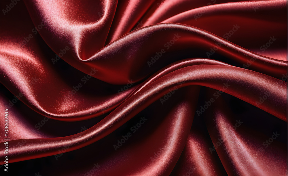 Obraz premium Abstract background luxury cloth or liquid wave or wavy folds of grunge red silk texture satin velvet material or luxurious background or elegant wallpaper design. Generative AI