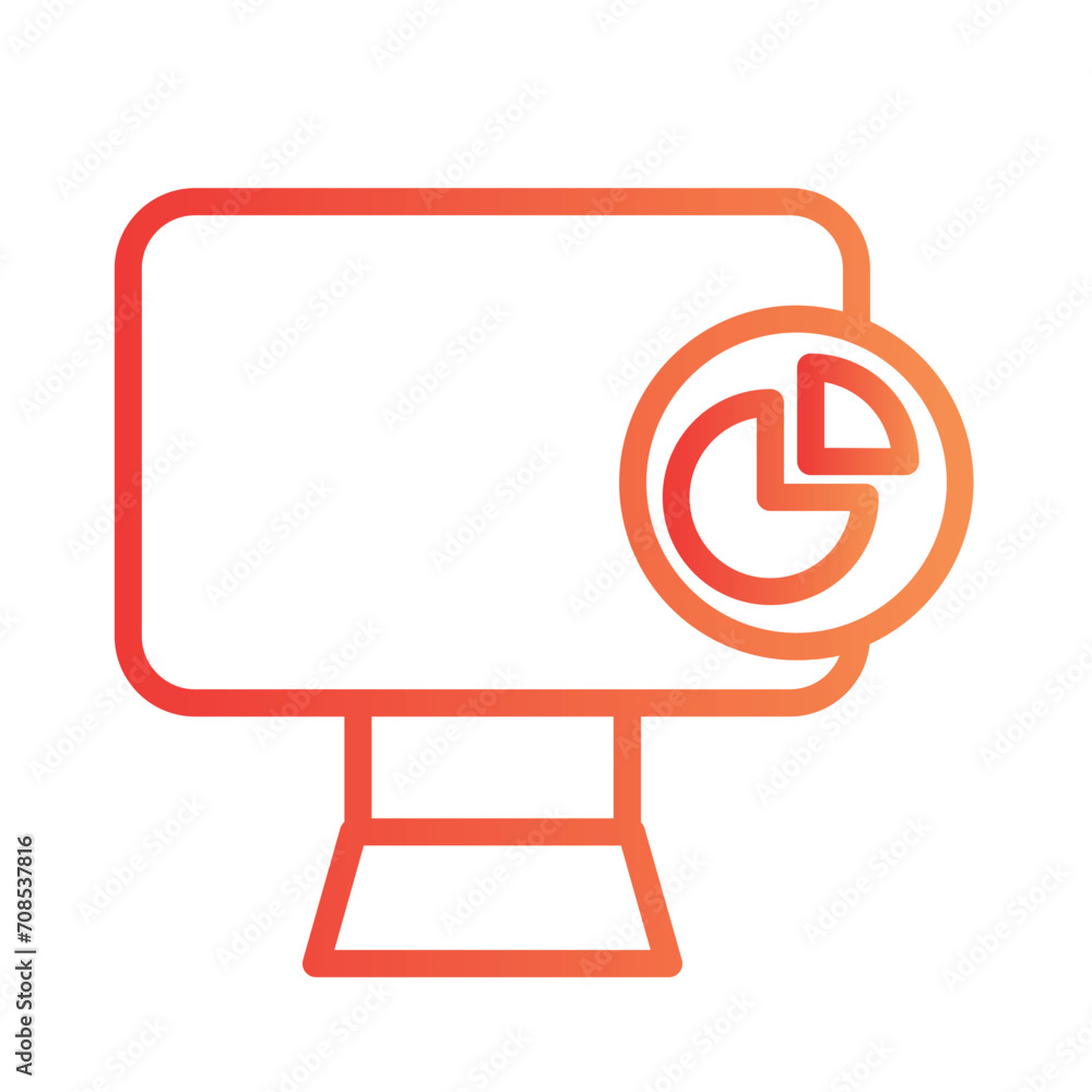 Magnifier Monitor Graph Gradient Outline Icon Magnifier Monitor Graph Gradient Outline Icon