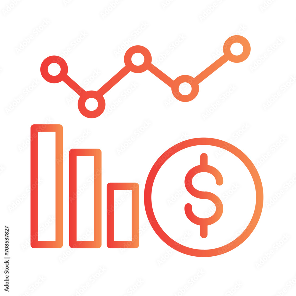 Money Charts Collection Gradient Outline Icon Money Charts Collection Gradient Outline Icon