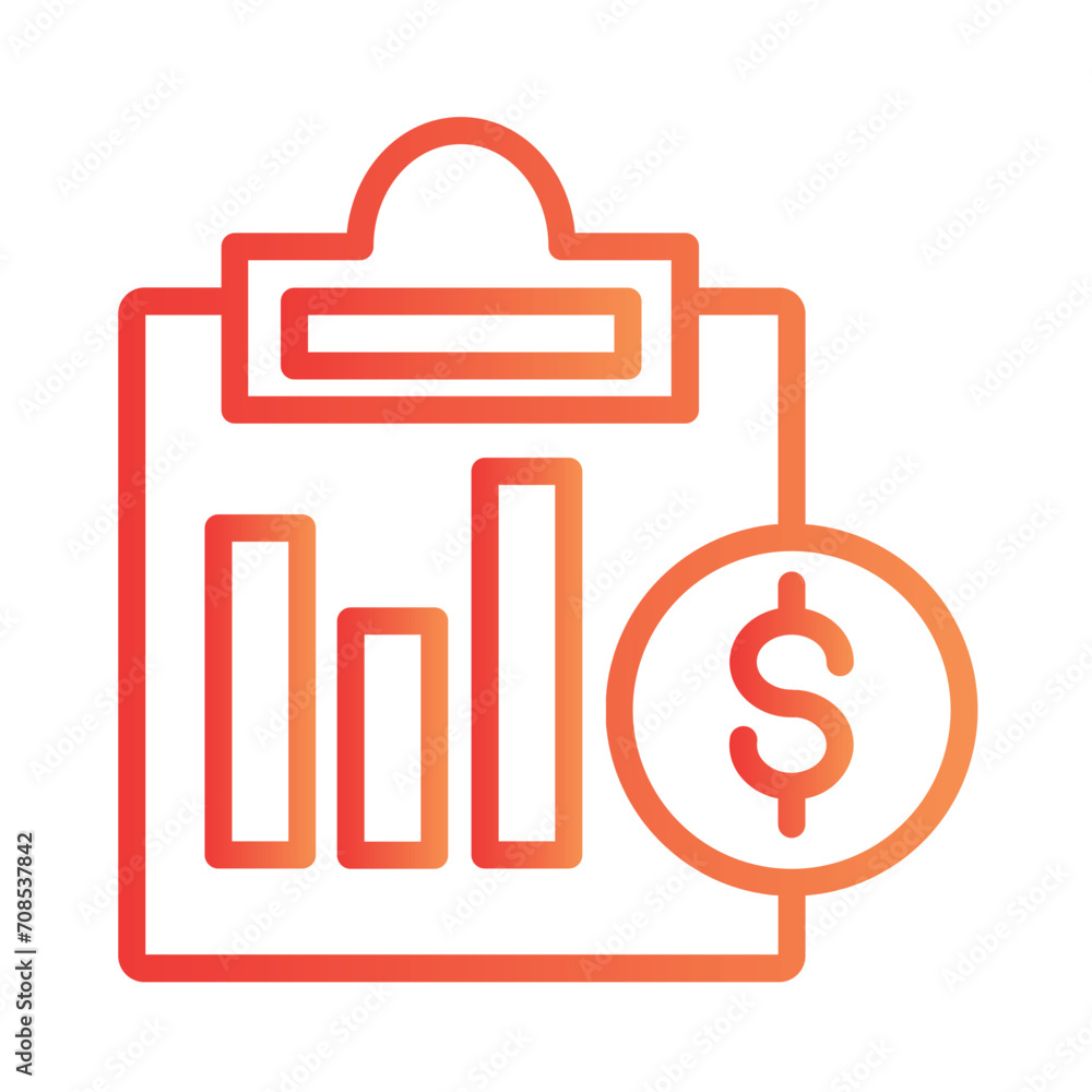 Money Report Charts Gradient Outline Icon Money Report Charts Gradient Outline Icon