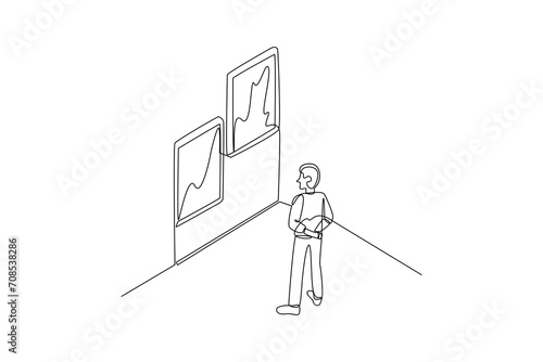 man going alone to exhibition for make his self enjoyed.