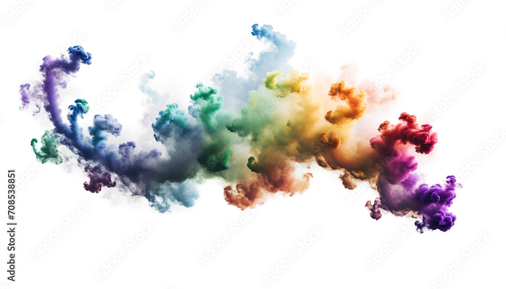 Rainbow smoke dancing on a black background