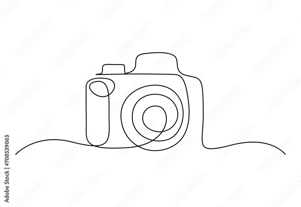 Digital camera continuous one line drawing vector illustration. Gadget technology concept. Free vector.