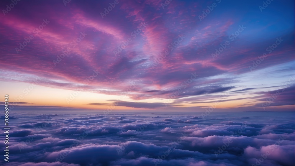 Captivating Predawn Tranquility, A Stunning Sky Featuring Deep Blues and Purples. Immerse Yourself in the Ethereal Beauty of the Morning Atmosphere.