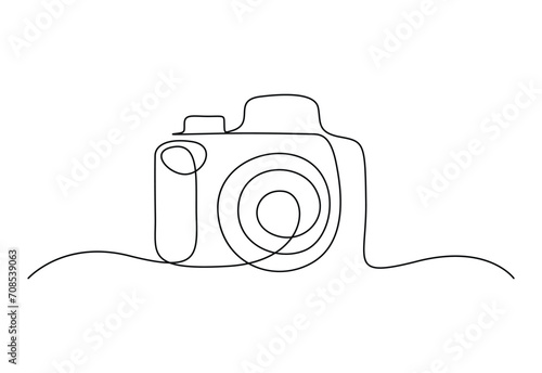 Digital camera continuous one line drawing vector illustration. Gadget technology concept. Free vector.