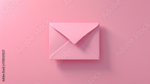 Valentine's day minimalistic background with envelope on pink background.  photo