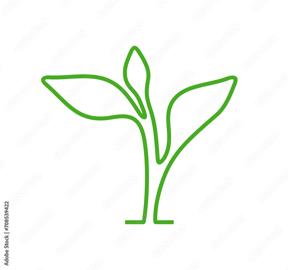 Linear small tree growing graphic design. Line art illustration young sprout on transparent background Linear small tree growing graphic design. Line art illustration young sprout on transparent background
