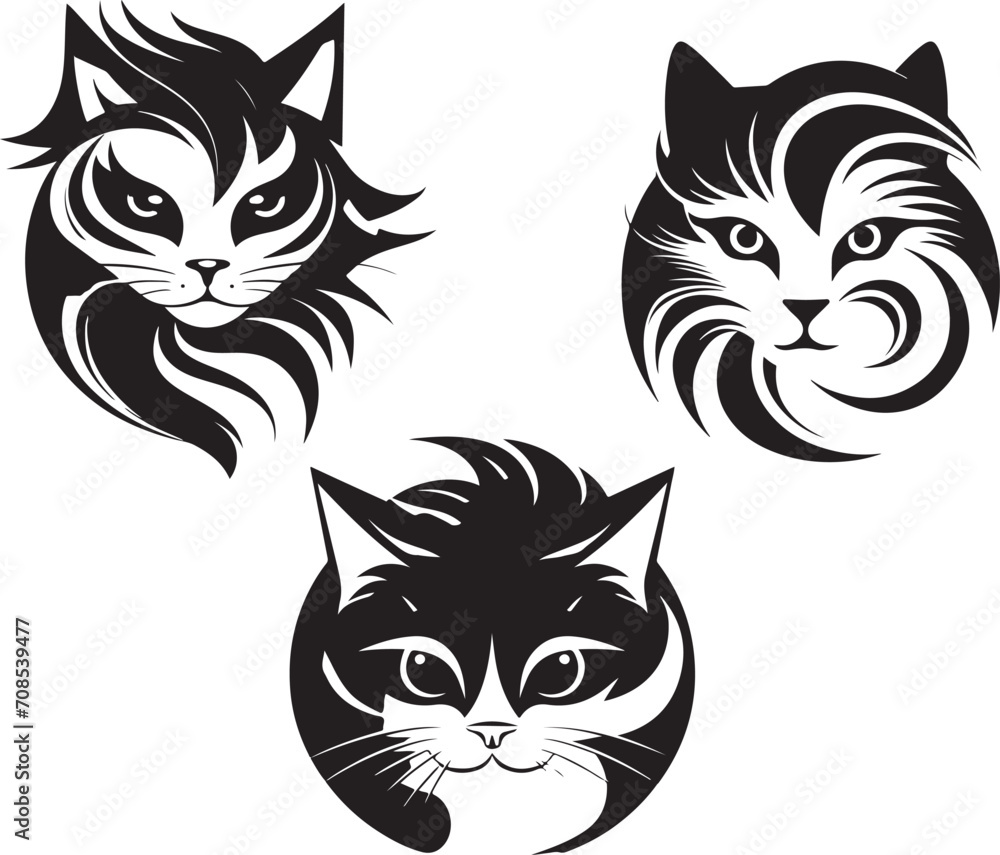 flat design cat logo design vector illustration generative ai