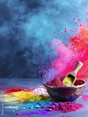 Happy Holi design, realistis , HD, copy Space - generative ai photo