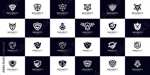 Mega collection Abstract shield logo design. Abstract security symbol logo vector
