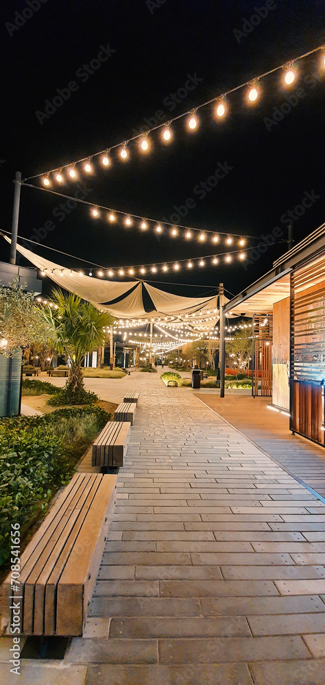 La Mer Beach Dubai exterior shot at night La Mer Beach Dubai exterior shot at night