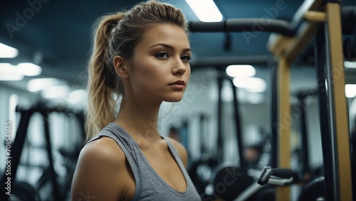 Young beautiful woman exercising in the gym