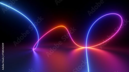 3d render, abstract background of neon lines glowing in ultraviolet spectrum, fun party wallpaper photo