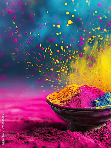 Happy Holi design, realistis , HD, copy Space - generative ai photo