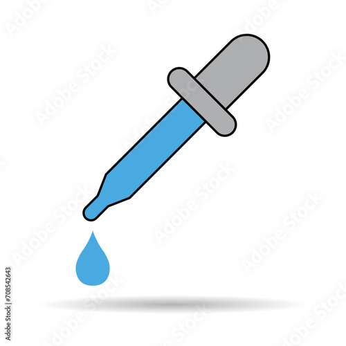 Dropper liquid shadow icon, medicine health tool web symbol, test fluid design vector illustration