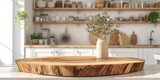 Wooden pedestal on table in kitchen interior