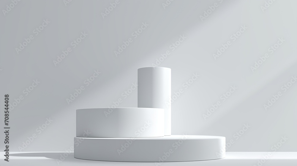 Minimal podium and white background for product presentation. cosmetics presentation and other products that you want to present. Generated Ai Minimal podium and white background for product presentation. cosmetics presentation and other products that you want to present. Generated Ai