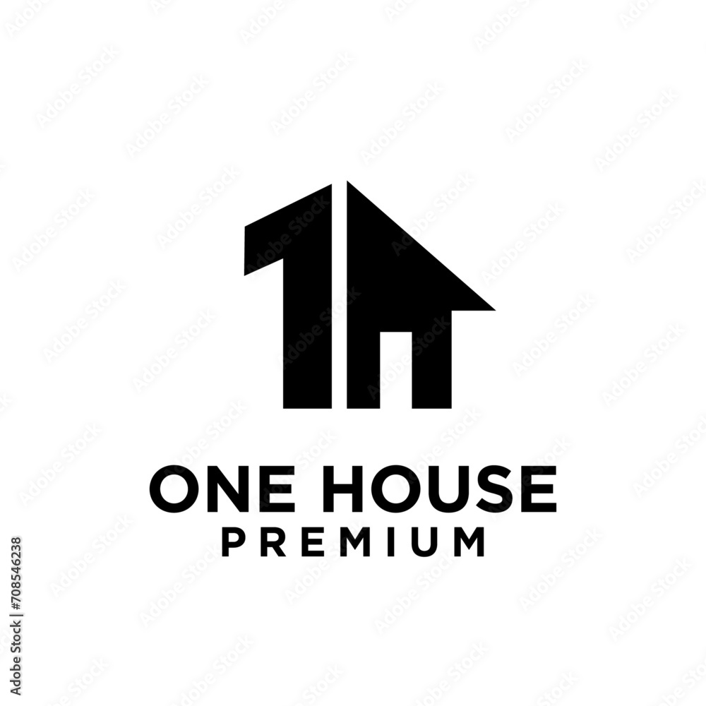 one 1 house home letter logo icon design template one 1 house home letter logo icon design template