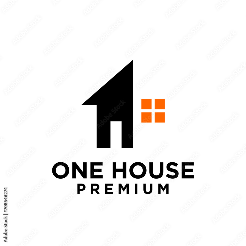 one 1 house home letter logo icon design template one 1 house home letter logo icon design template